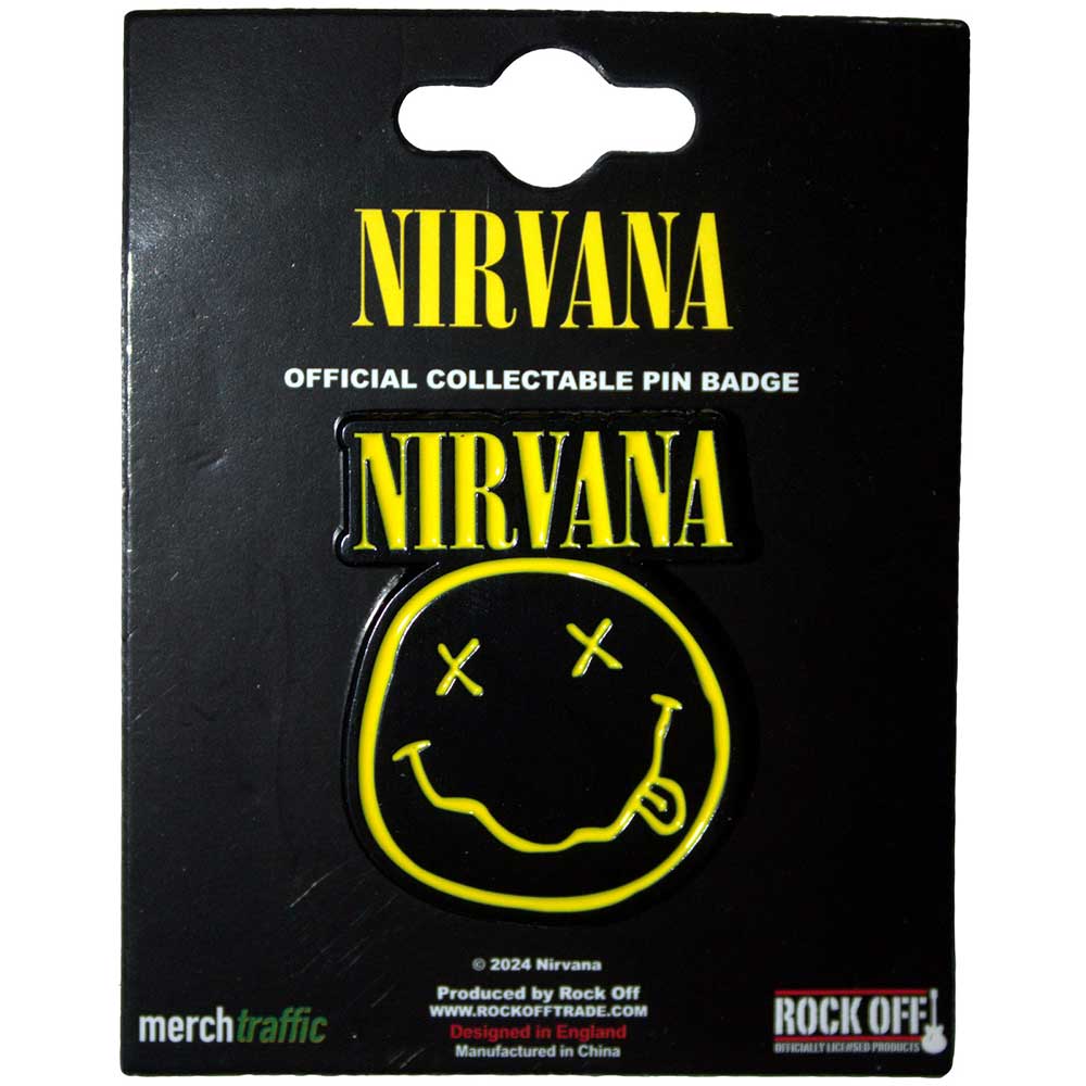 Nirvana Logo & Happy Face Cut-Out Pin Badge